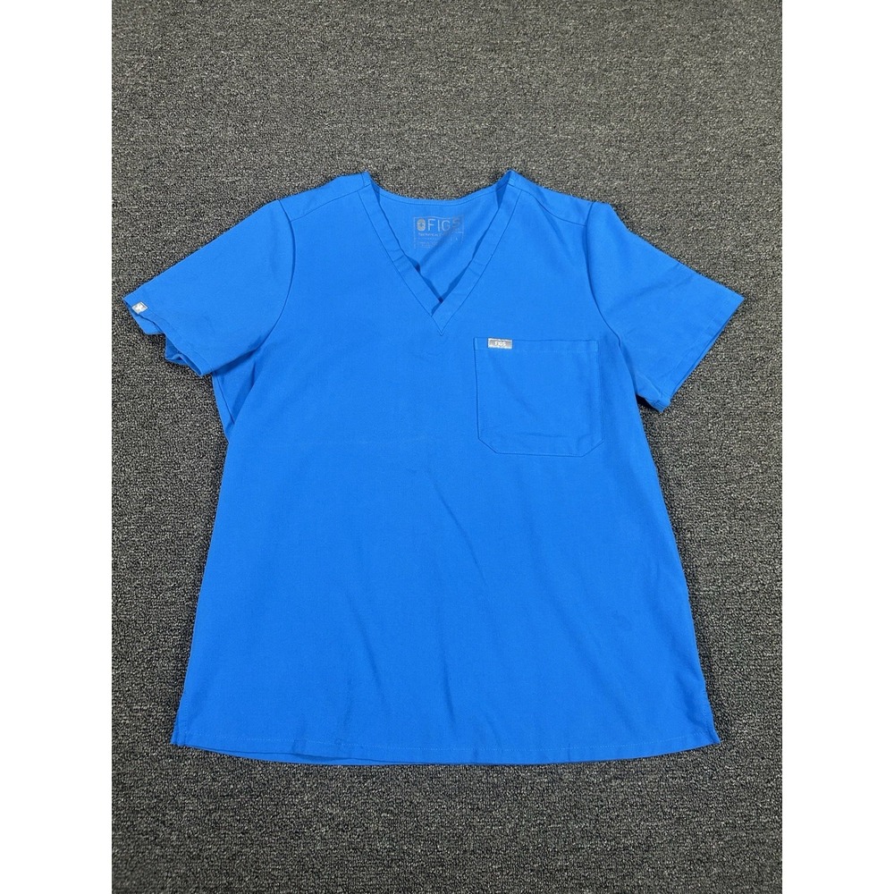 Figs Catarina One Pocket Scrub Top Womens Large Blue V-Neck FW1000 Technical